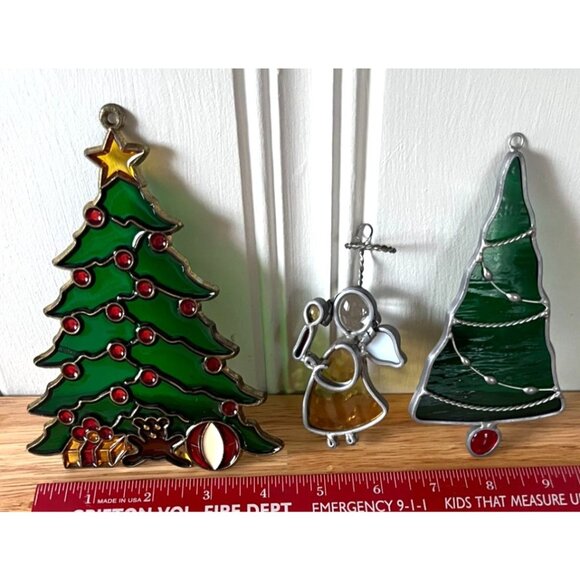 Vintage Stained Glass Christmas Tree & Angel Sun Catcher Set - Picture 11 of 11